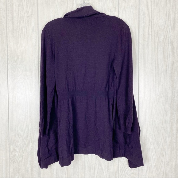 Theory | Wool Blend Maritza B. New Steady Drape Front Cardigan in Purple - Picture 2 of 13